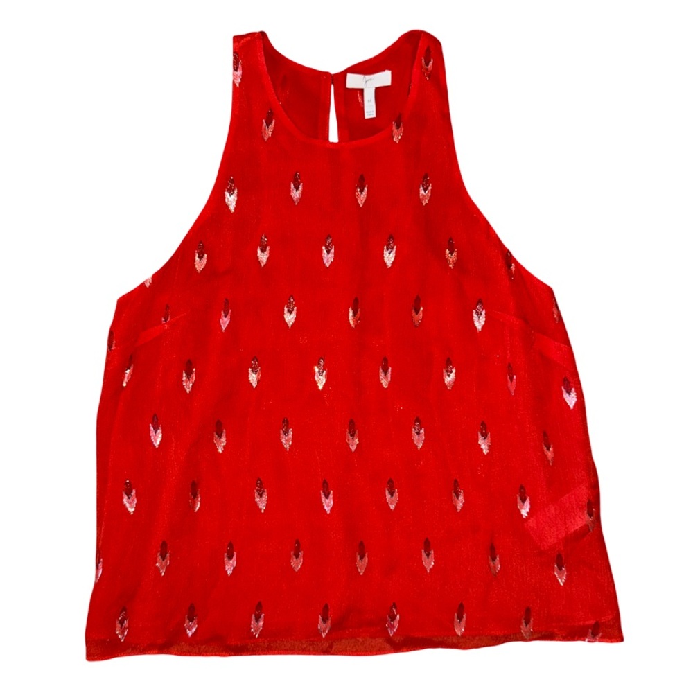 Joie - Red and Silver Silk Blouse - Medium